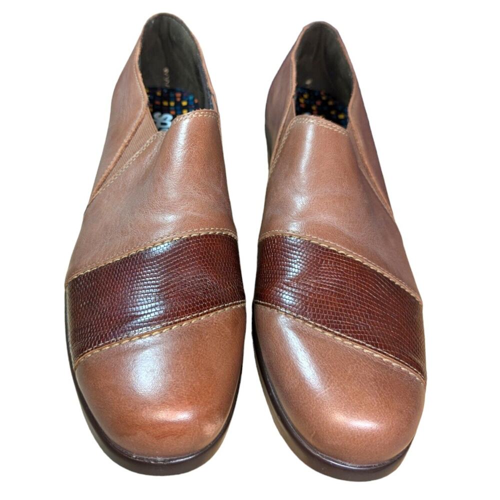 SAS Womens Nora Loafers, Lizard Snake Leather Slip On Tripad Brown Sz 10S